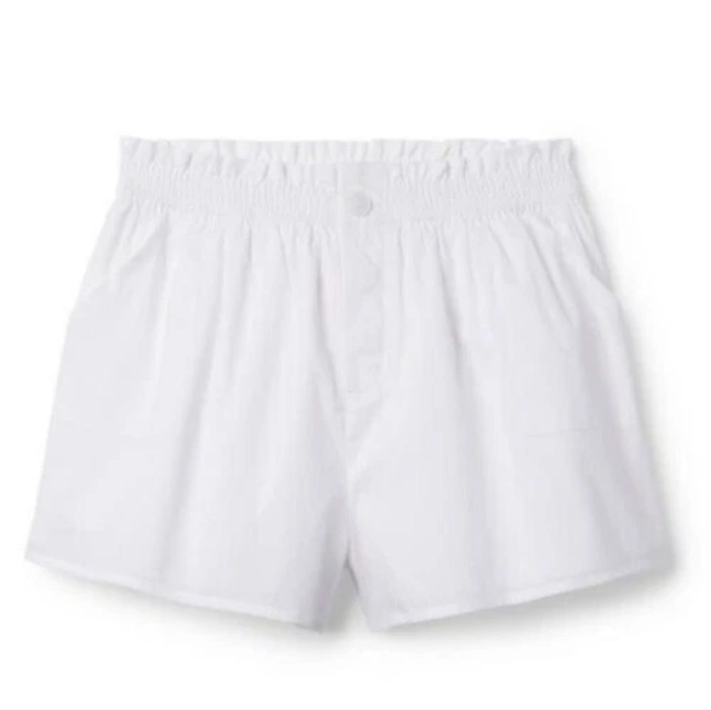 Janie & Jack White Shorts With Smocked Elastic Waist and Pockets Size 8
